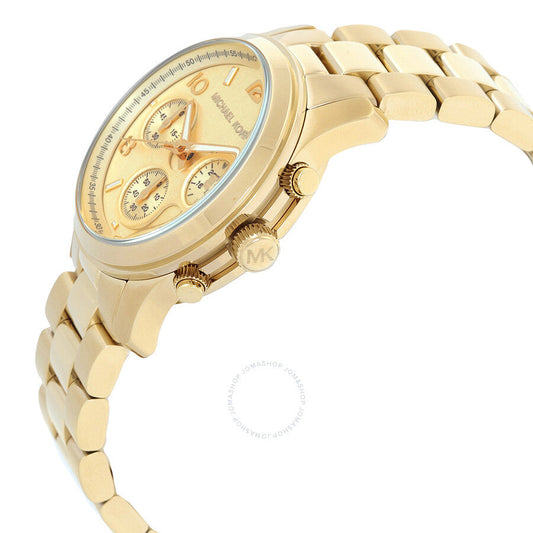 Michael Kors Runway Chronograph Quartz Gold Dial Ladies Watch MK7323
