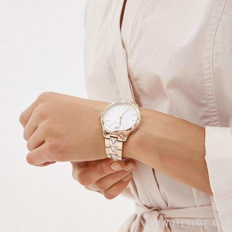 Michael Kors Runway Mercer White MOP Dial Rose Gold Women's Watch - MK6671