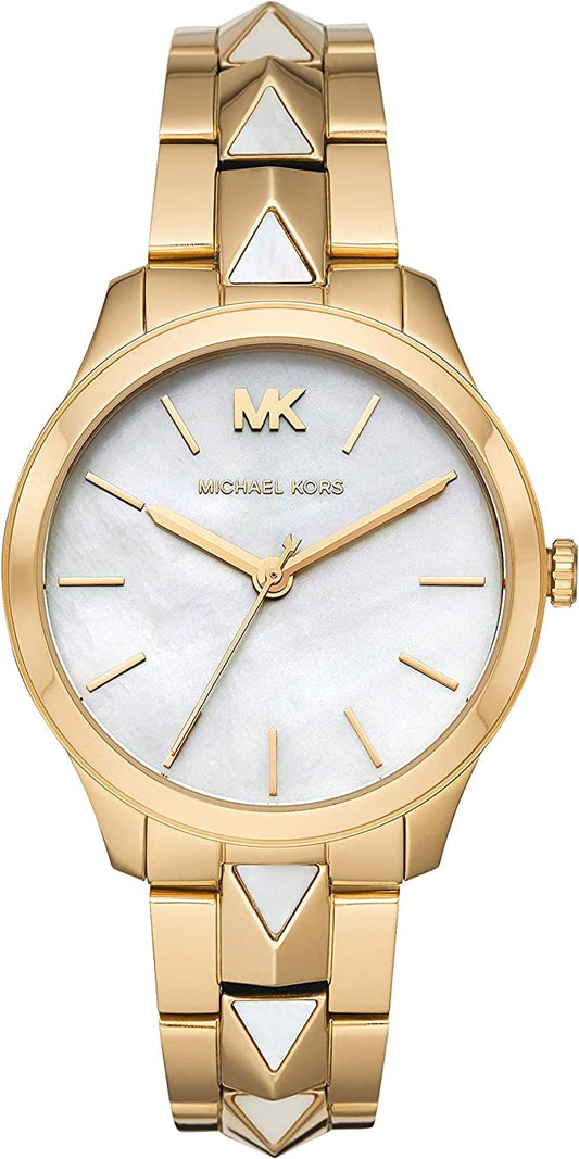 Michael Kors Runway Mercer  White Dial Gold Women's Watch - MK6689