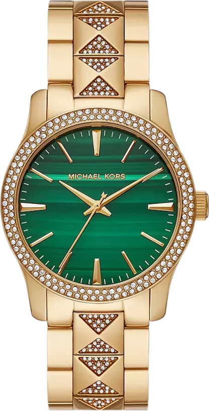 Michael Kors Runway Pavé Green Dial Gold Women's Watch - MK7390
