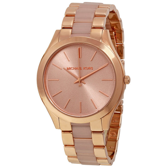 Michael Kors Slim Runway Rose Dial Rose Gold-tone Ladies Watch MK4294