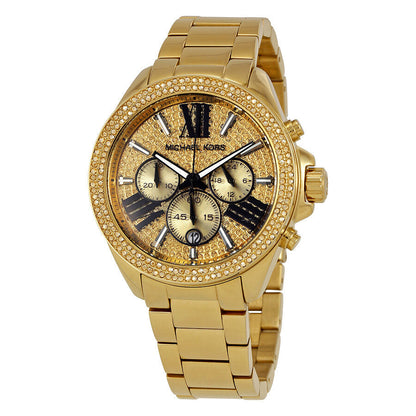 Michael Kors Wren Chronograph Pave Dial Gold Women's Watch - MK6095