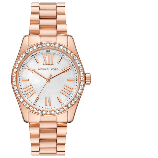 Michael Kors Lexington White Dial Rose Gold Steel Strap Watch for Women - MK1088