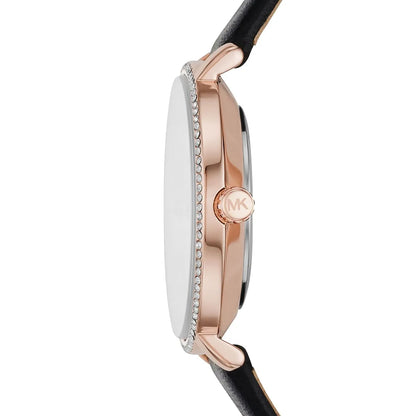 Michael Kors Pyper Black Leather Strap Women's Watch - MK2835