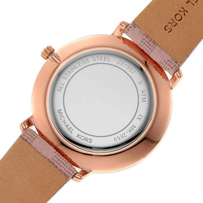 Michael Kors Pyper Silver Dial Pink Genuine Leather Women's Watch - MK2859
