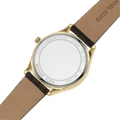 Michael Kors Jaycie Three-Hand Gold Dial Brown Genuine Leather Women's Watch - MK2862