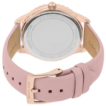 Michael Kors Layton Three-Hand White Dial Pink Leather Strap Women's Watch - MK2909