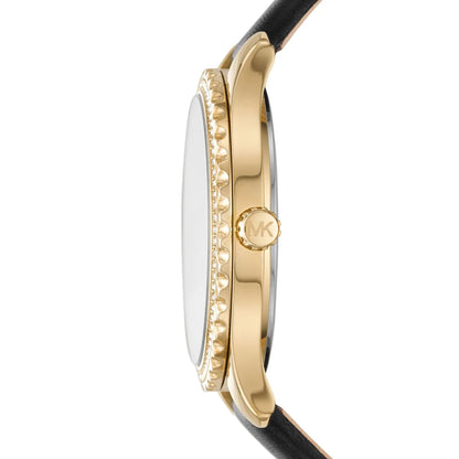Michael Kors Layton Black MOP Dial Black Genuine Leather Women's Watch - MK2911