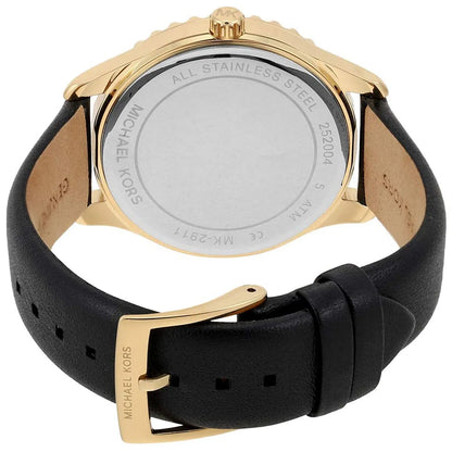 Michael Kors Layton Black MOP Dial Black Genuine Leather Women's Watch - MK2911