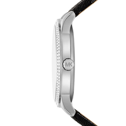 Michael Kors Tibby Chronograph Black Dial Black Genuine Leather Women's Watch - MK2976