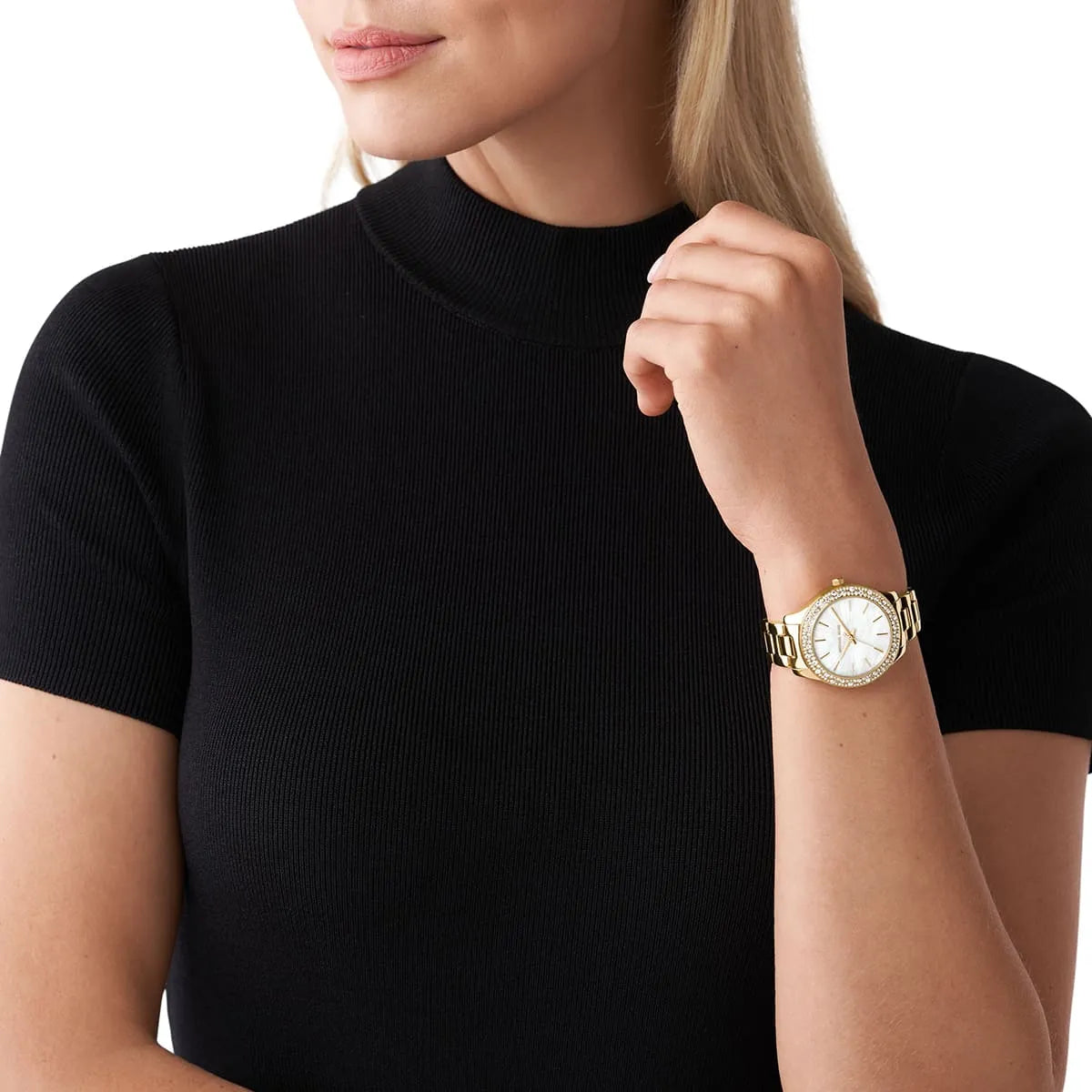 Michael Kors Liliane White MOP Dial Gold Women's Watch - MK4555