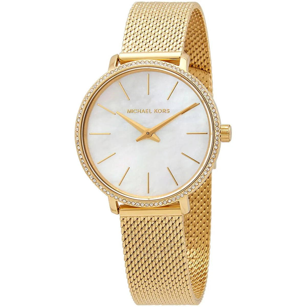 Michael Kors Pyper Quartz Mother of Pearl White Dial Gold Mesh Bracelet Watch For Women - MK4619