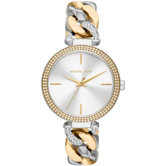 Michael Kors Catelyn Three-Hand Crystals Silver Dial Two Tone Steel Strap Watch MK4633