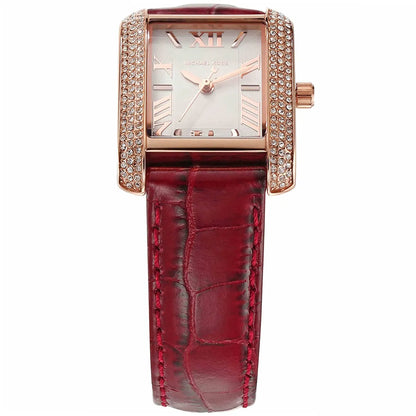 Michael Kors Emery Three-Hand Rectangular Red Genuine Leather Women's Watch - MK4689