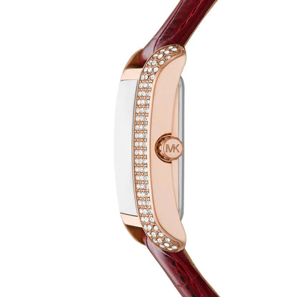 Michael Kors Emery Three-Hand Rectangular Red Genuine Leather Women's Watch - MK4689