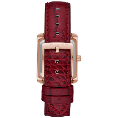 Michael Kors Emery Three-Hand Rectangular Red Genuine Leather Women's Watch - MK4689