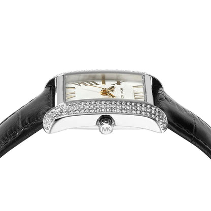 Michael Kors Emery Emery Pavé Silver-Tone and Black Leather - MK4696