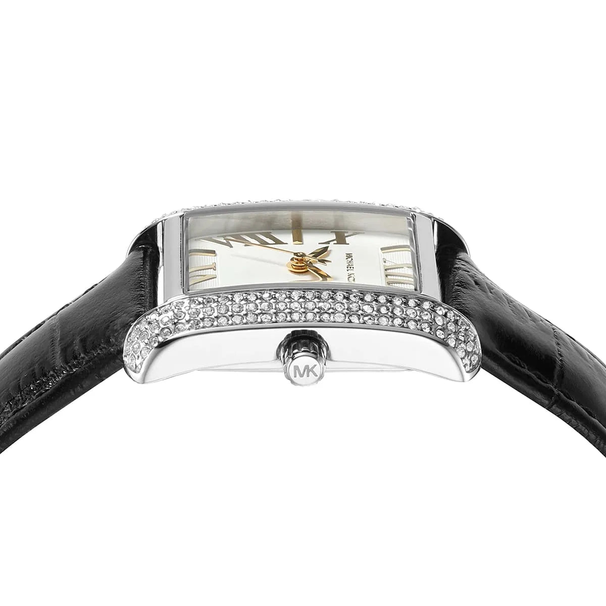 Michael Kors Emery Emery Pavé Silver-Tone and Black Leather - MK4696