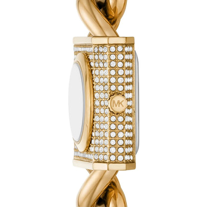 Michael Kors Chain Lock Quartz Crystal Gold Dial Women's Watch - MK4711