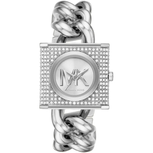 Michael Kors Mini Lock Pavé Silver-Tone Chain Women's Watch - MK4718