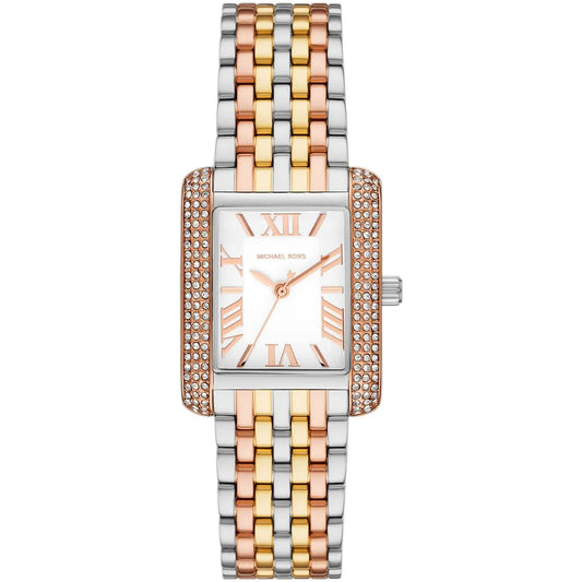 Michael Kors Emery Tri-Tone Quartz Crystal White Dial Women's Watch - MK4744