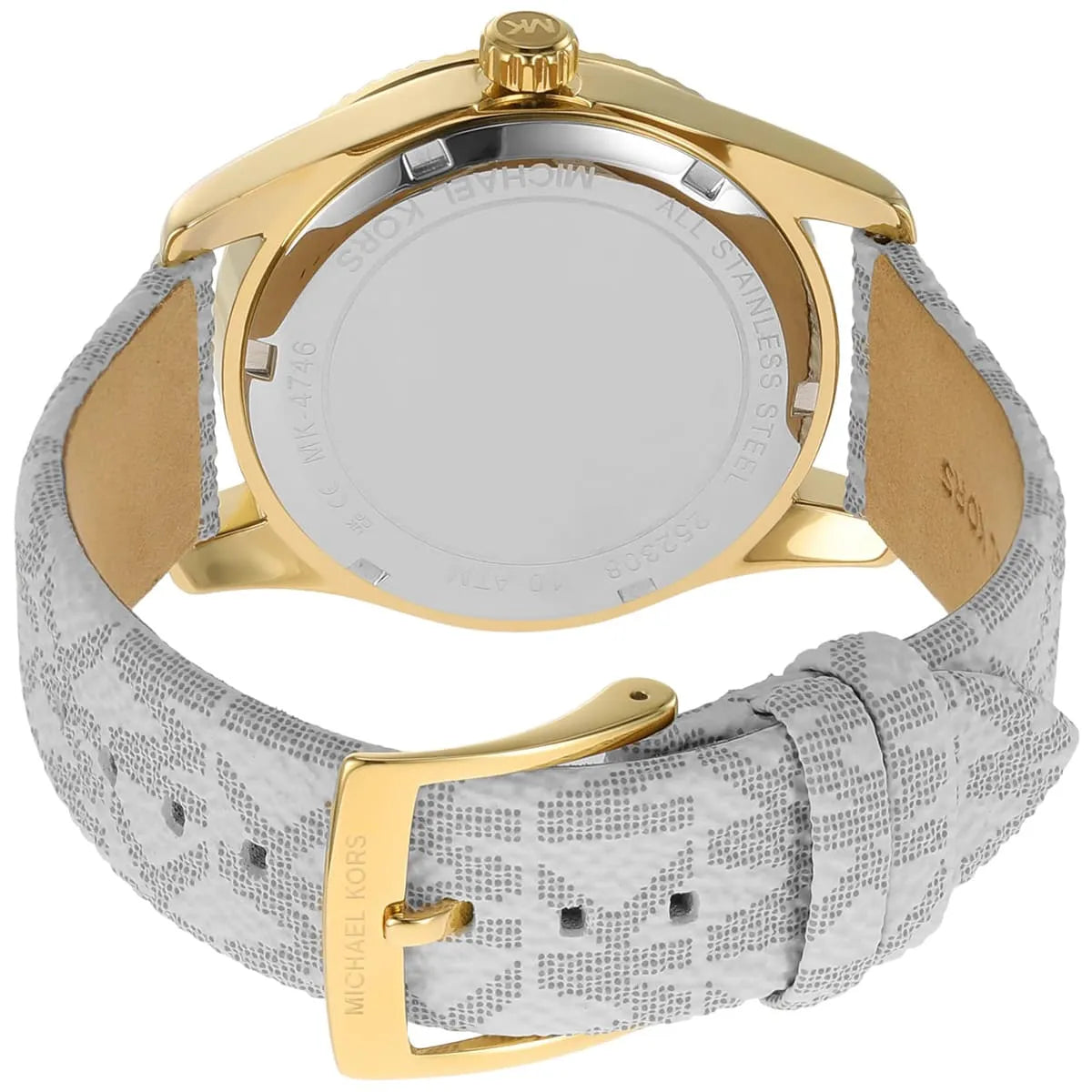 Michael Kors Lexington White Dial Grey Genuine Leather Women's Watch - MK4746
