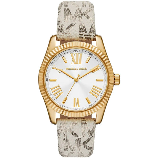 Michael Kors Lexington White Dial Grey Genuine Leather Women's Watch - MK4746