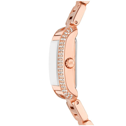 Michael Kors Mini Emery Pavé Rectangular Green MOP Dial Rose Gold Women's Watch - MK4868