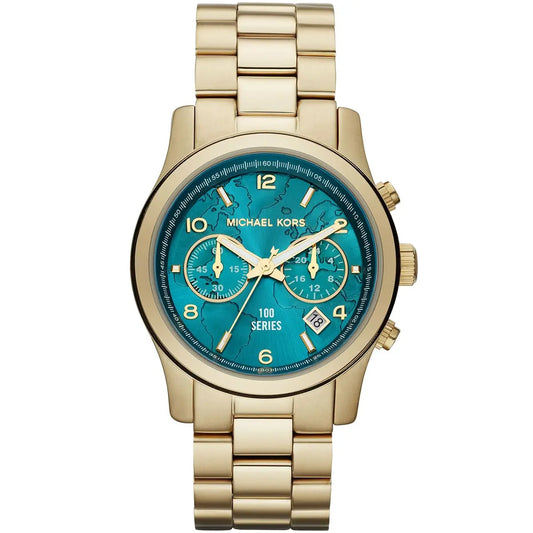 Michael Kors Stop Hunger Chronograph Turquoise Dial Gold Women's Watch - MK5815