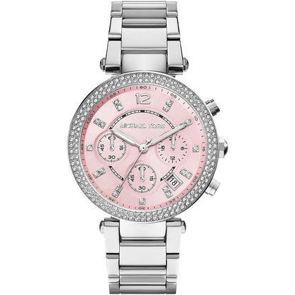 Michael Kors Parker Pink Dial Silver-Tone Women's Watch - MK6105