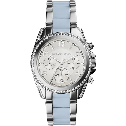 Michael Kors Blair Chronograph Silver Dial with Chambray Acetate Women's Watch - MK6137