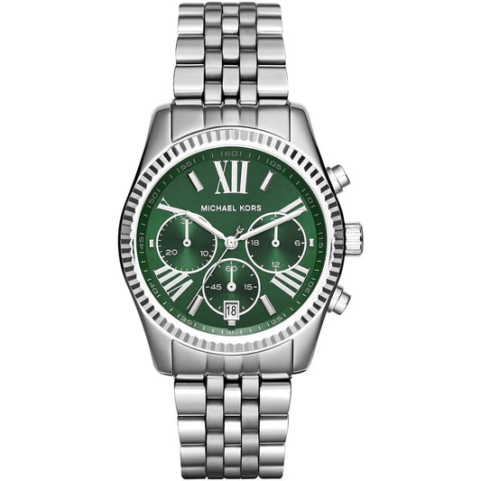 Michael Kors Lexington Chronograph Green Dial Silver Women's Watch - MK6222