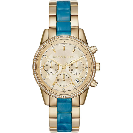 Michael Kors Ritz Chronograph Gold and Blue Women's Watch - MK6328