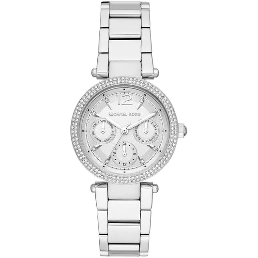 Michael Kors Parker Mini Multifunction White Dial Silver Women's Watch - MK6350