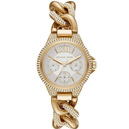 Michael Kors Mini Camille Pavé Gold Curb-Link Women's Watch - MK6842