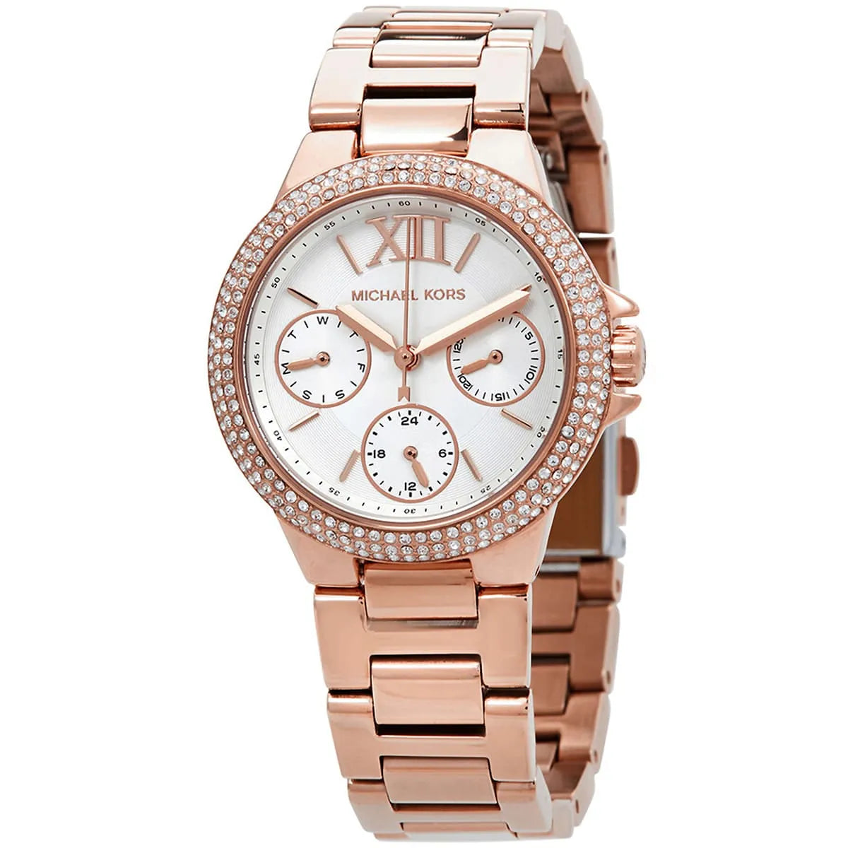 Michael Kors Camille Chronograph White Dial Rose-gold Women's Watch - MK6845