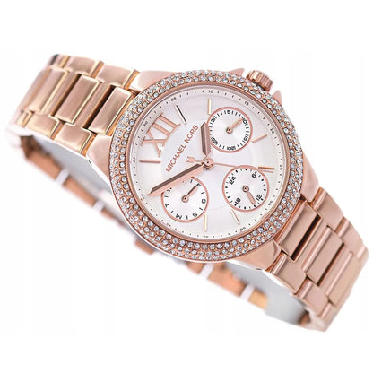 Michael Kors Camille Chronograph White Dial Rose-gold Women's Watch - MK6845