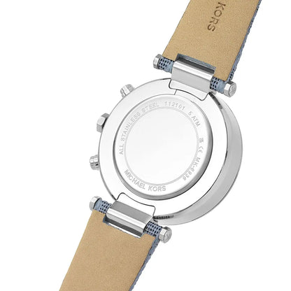 Michael Kors Parker Chronograph White Dial Blue Genuine Leather Women's Watch - MK6936