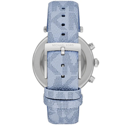 Michael Kors Parker Chronograph White Dial Blue Genuine Leather Women's Watch - MK6936