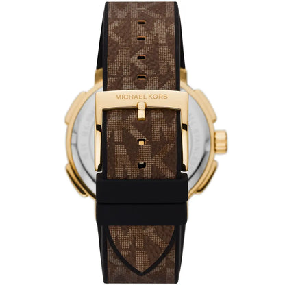 Michael Kors Sidney Logo Pattern Dial Brown Genuine Leather Women's Watch-  MK6948
