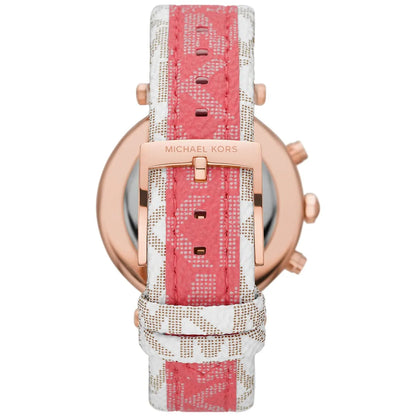 Michael Kors Parker Chronograph White Dial Tea Rose PVC Women's Watch - MK6951