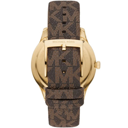 Michael Kors Runway Dive Pavé Dial Brown Coated Canvas Women's Watch - MK6979