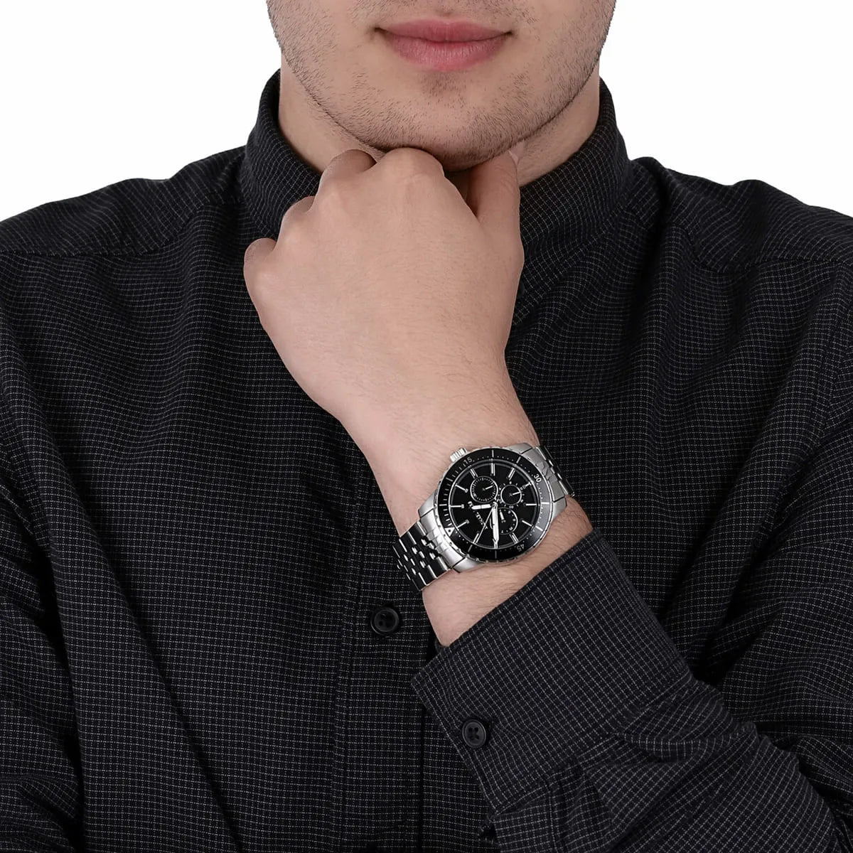 Michael Kors Cunningham Multifunction Black Dial Silver Men's Watch - MK7156