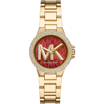 Michael Kors Camille Crimson Pavé Dial Gold-Tone Women's Watch - MK7196
