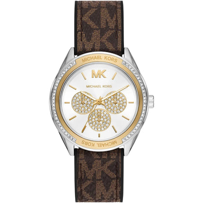Michael Kors Jessa Multifunction Silver Sunray Dial Brown PVC Women's Watch - MK7205