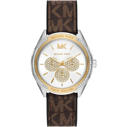 Michael Kors Jessa Multifunction Silver Sunray Dial Brown PVC Women's Watch - MK7205