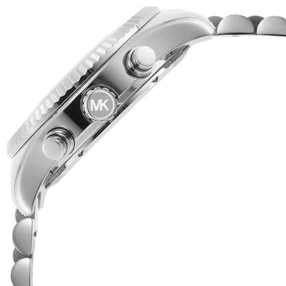 Michael Kors Lexington chronograph watch side view showing case profile and chronograph pushers