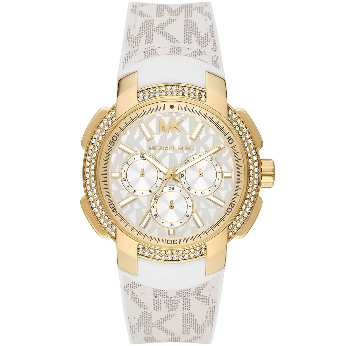 Michael Kors Sydney Pavé Multifunction White Dial White Silicone Women's Watch - MK7221