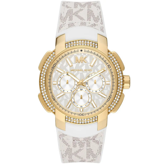 Michael Kors Sydney Pavé Multifunction White Dial White Silicone Women's Watch - MK7221