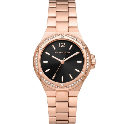 Michael Kors Lennox Pavé Black Dial Rose Gold Women's Watch - MK7233